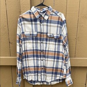 George Blue, Brown & Cream Plaid Casual Button-Down Shirt